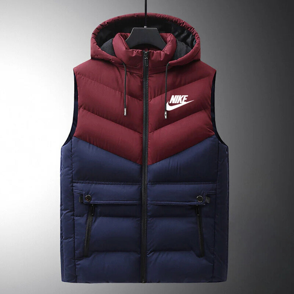 Gilet Imbottito con Cappuccio e Tasche con Cerniera