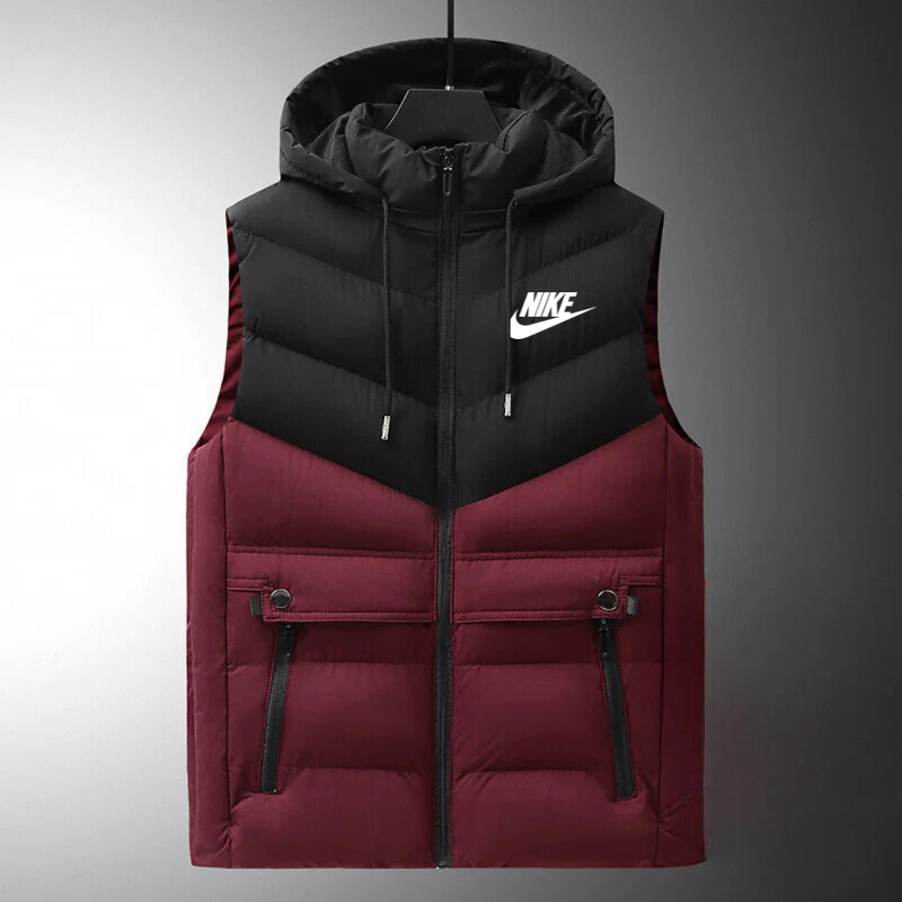 Gilet Imbottito con Cappuccio e Tasche con Cerniera