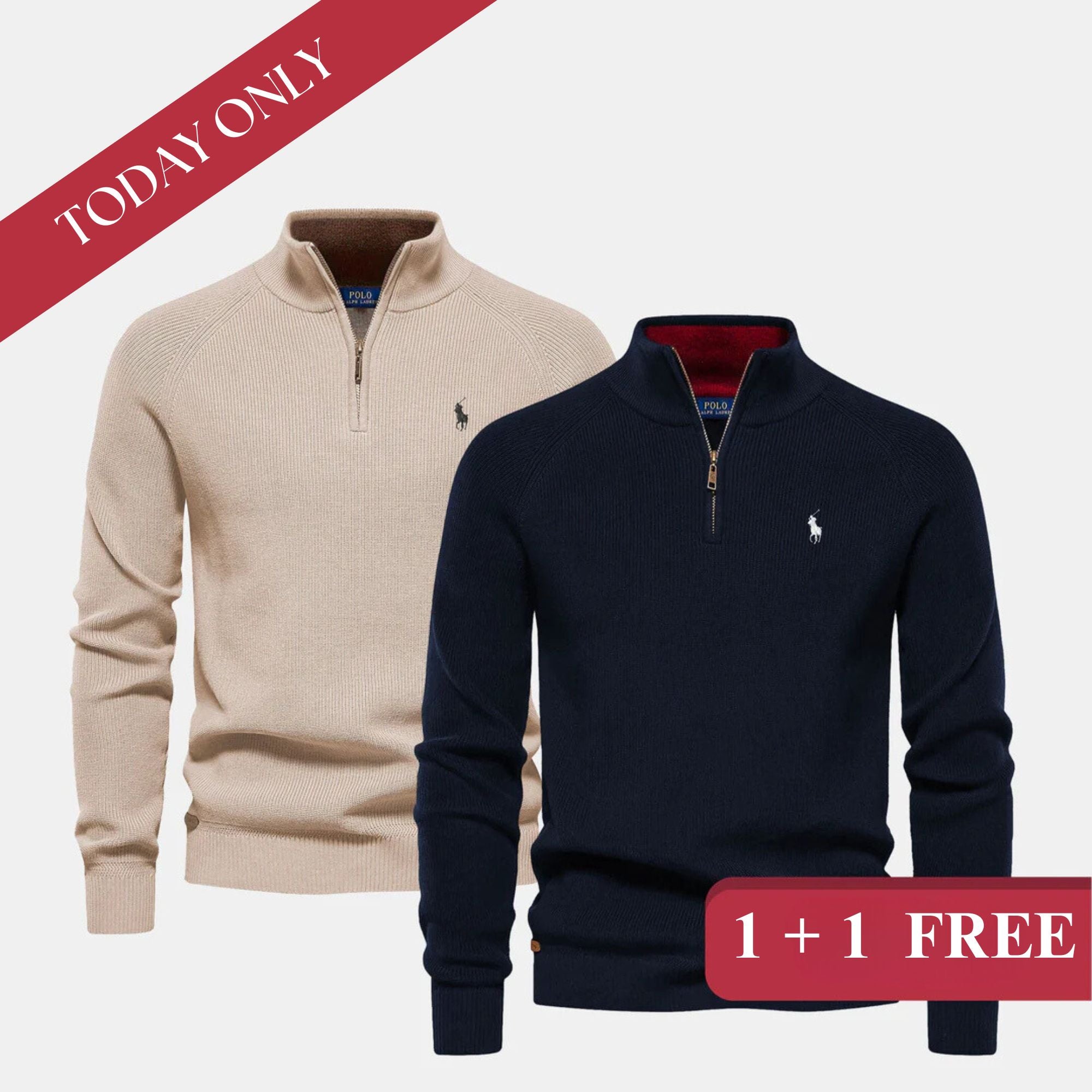 Sweater with Zip Collar 1+1 FREE - (WAREHOUSE CLEARANCE)