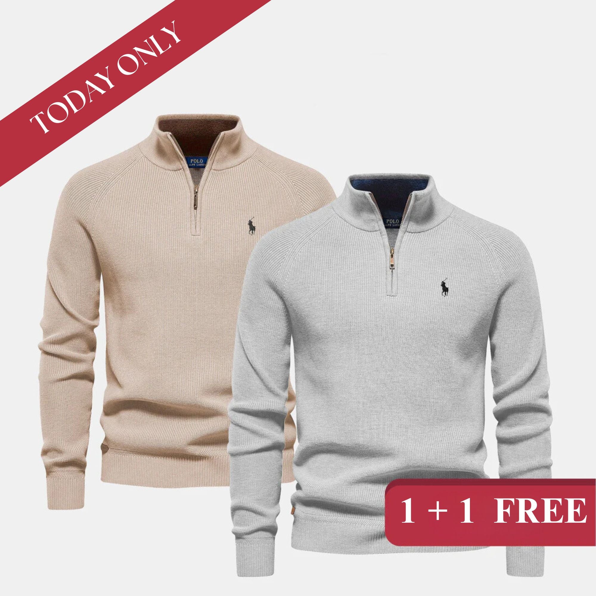 Sweater with Zip Collar 1+1 FREE - (WAREHOUSE CLEARANCE)