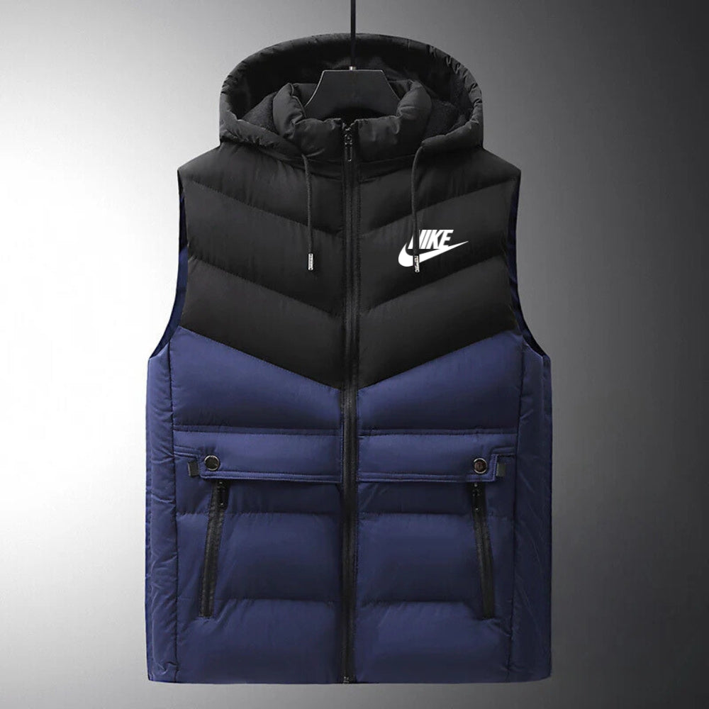 Gilet Imbottito con Cappuccio e Tasche con Cerniera